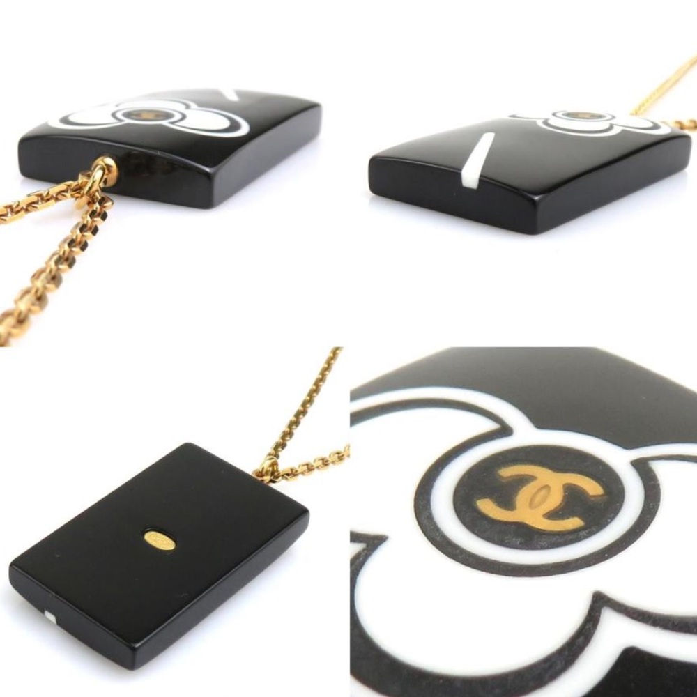 CHANEL Black and Gold Floral Pendant Necklace - Picture 2 of 2